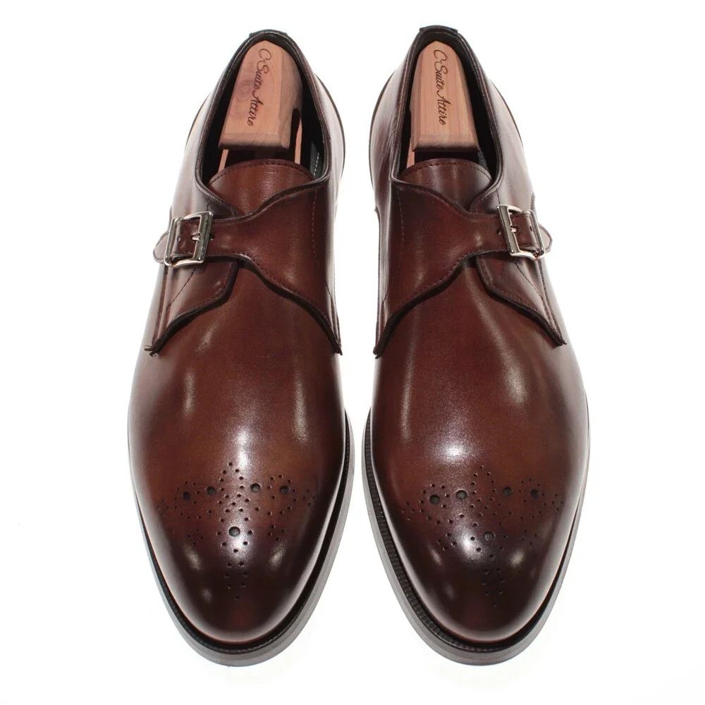 Pastori NWB Single Monk Strap Dress Shoes Size 10.5 US in Brown Leather